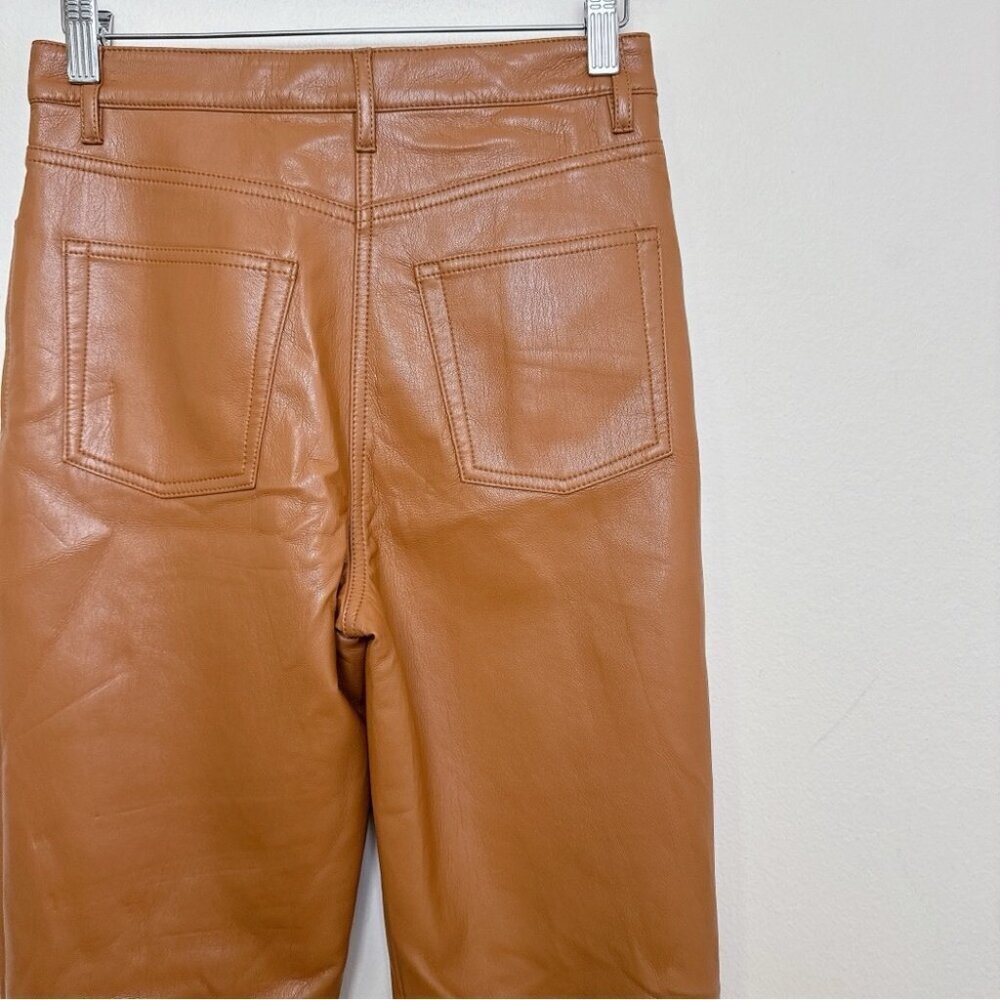 ARITZIA WILFRED Womens 2 The Melina Pant High Waisted Vegan Leather Cognac - Picture 13 of 15